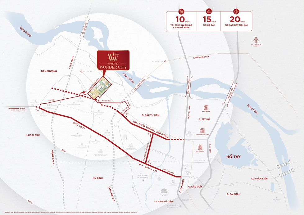 Đại lộ Tây Thăng Long hoàn thiện vào 2026, Vinhomes Wonder City hưởng lợi lớn 7 đại lộ tây thăng long